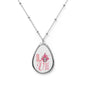 Love Orchid Oval Pendant Necklace — Floral 'LOVE' Teardrop Jewelry