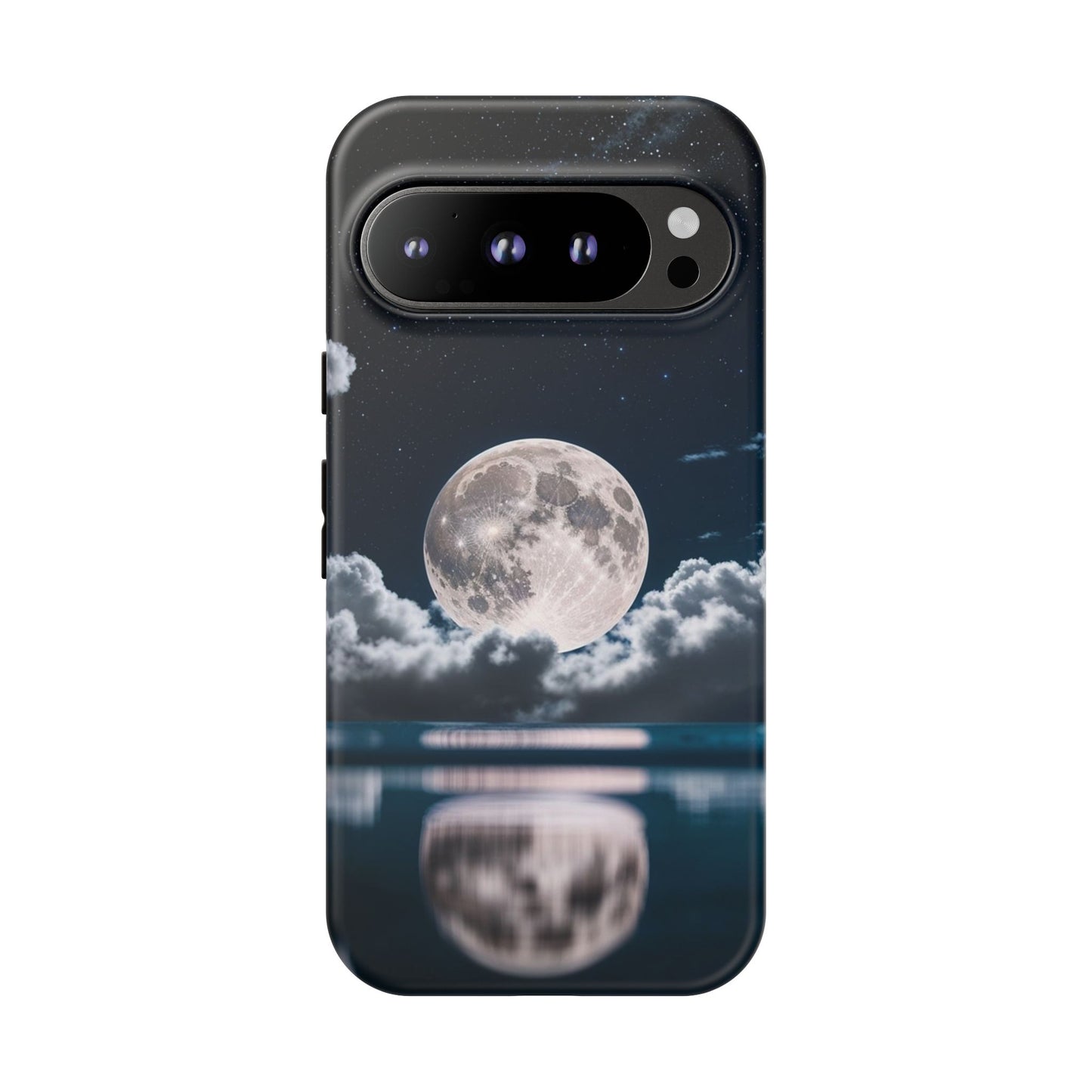 Moonlit Reflection Phone Case — Night Sky Moon & Clouds Tough Case