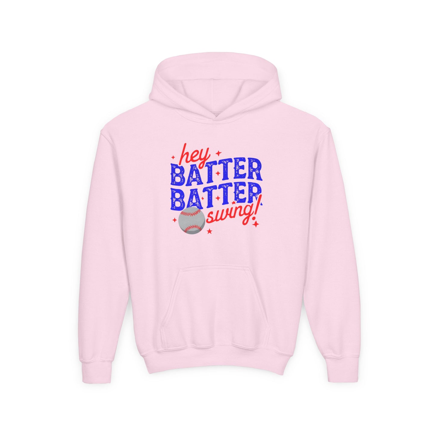 Youth Baseball Hoodie — "Hey Batter Batter Swing!" Graphic