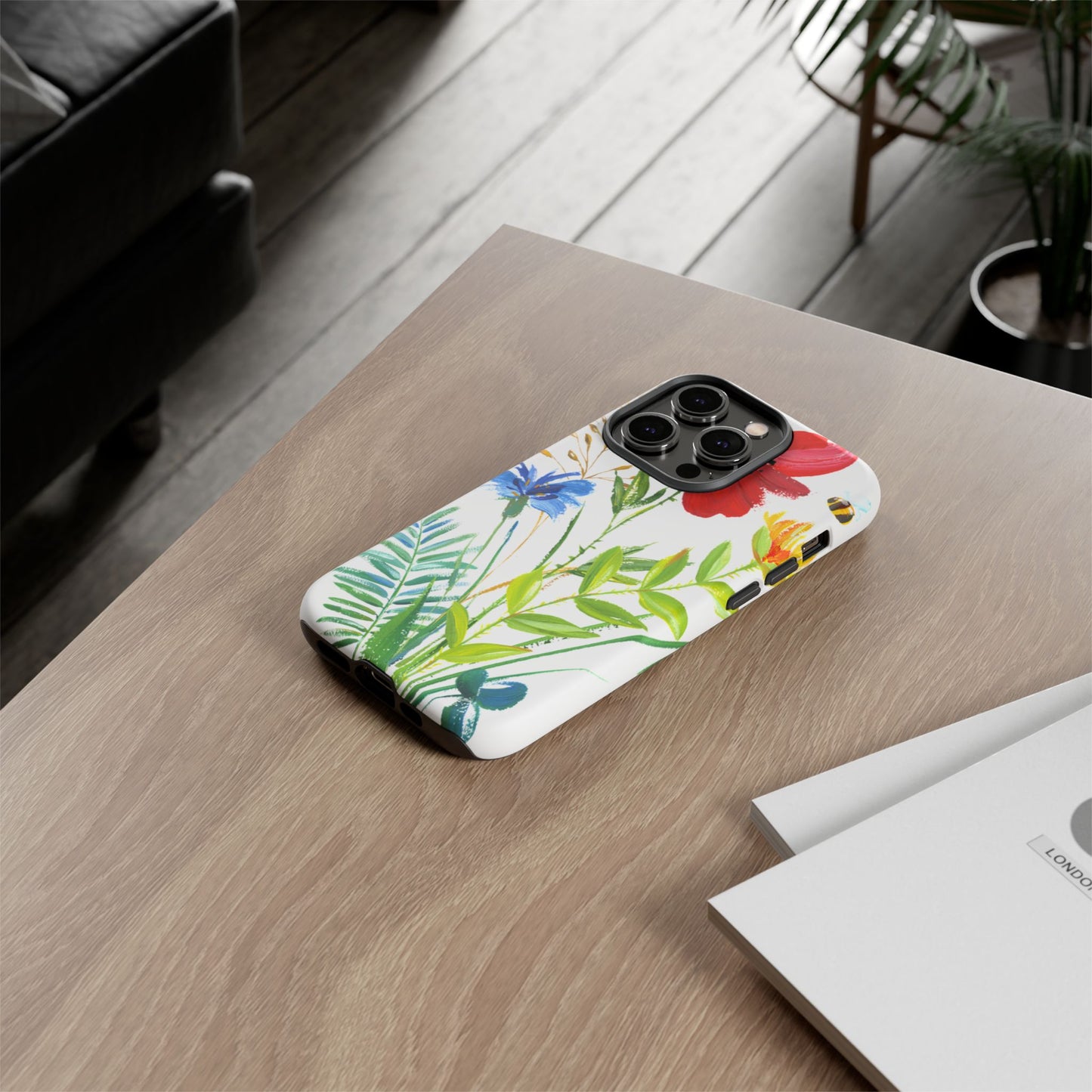 Floral Watercolor Tough Phone Case — Wildflower Bouquet Protective Cover