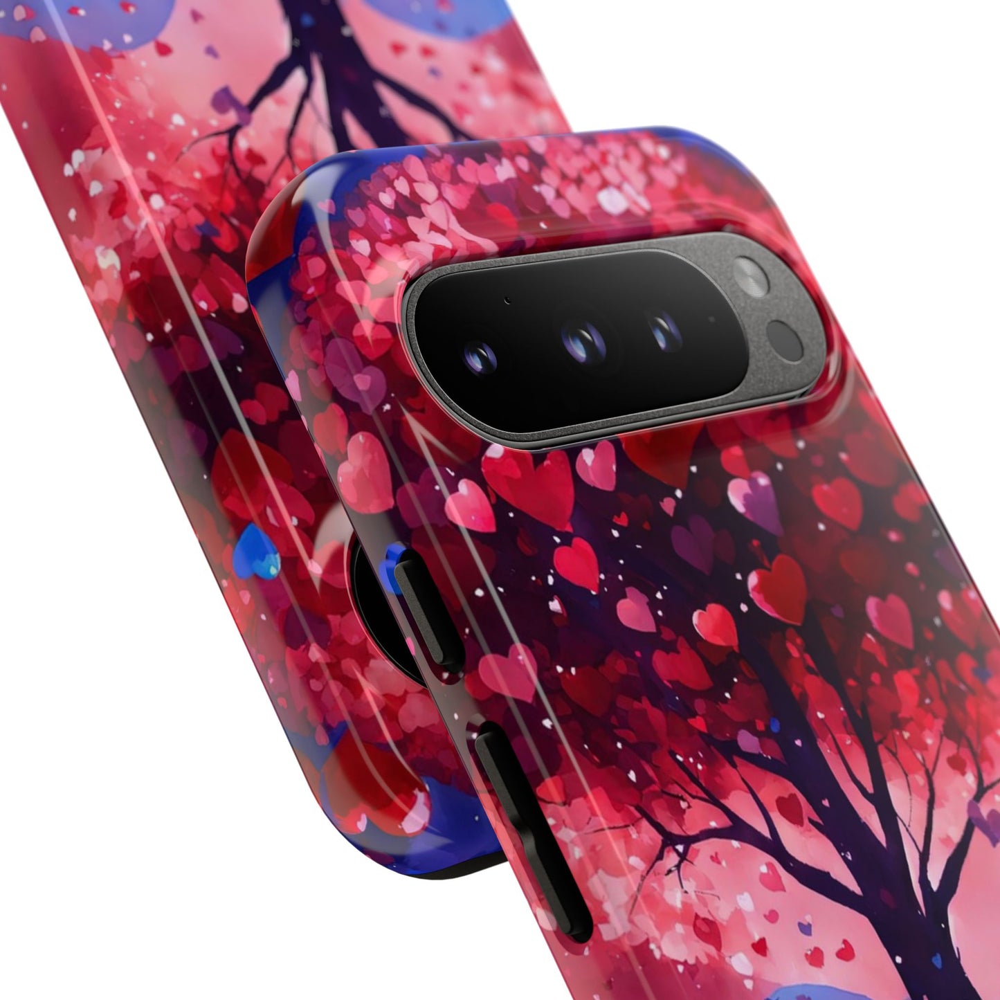 Heart Tree Phone Case — Romantic Red & Blue Protective Tough Case