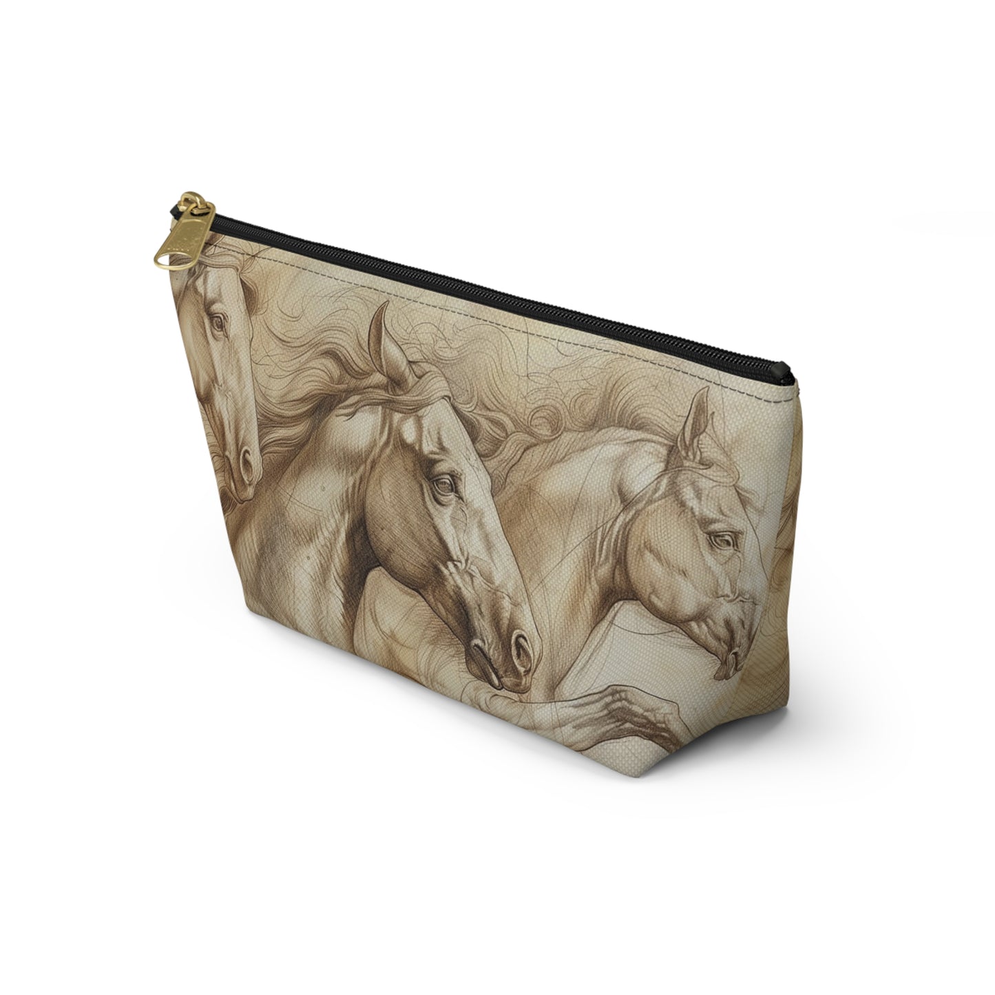 Horse Run Accessory Pouch — Equestrian Makeup & Travel T-Bottom Bag