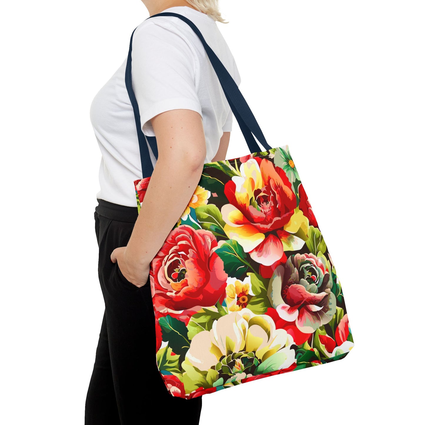 Floral Print Tote Bag - Colorful Reusable Shopping Bag Picnic Essential