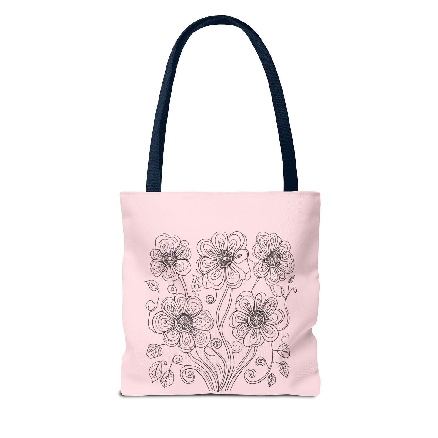 Floral Doodle Pink Tote Bag — Hand-Drawn Flower Design
