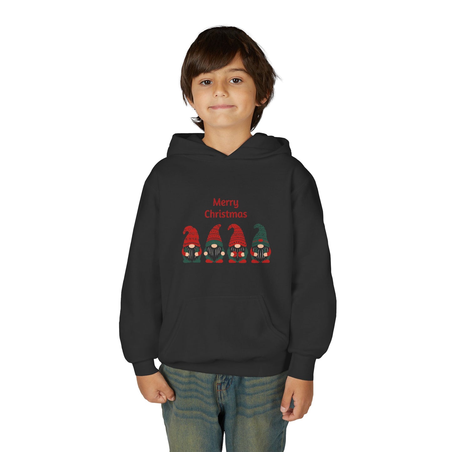 Youth Christmas Gnome Hoodie - "Merry Christmas" Holiday Kids Sweatshirt