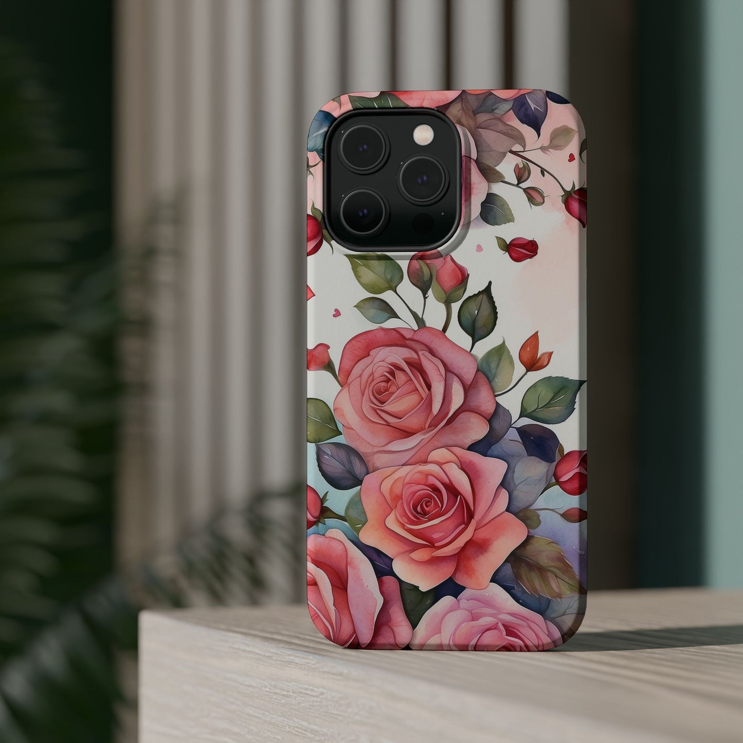 Floral Rose Magnetic Phone Case — Impact-Resistant Protective Cover