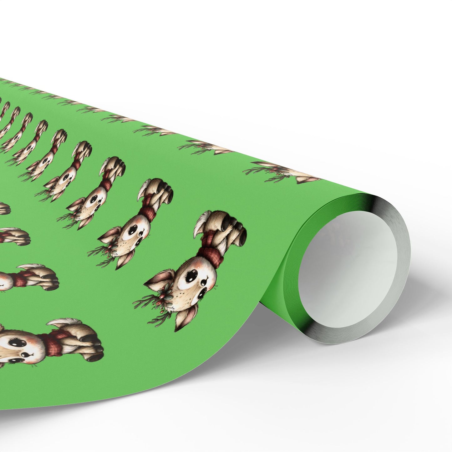 Green Reindeer Pattern Wrapping Paper — Cute Holiday Gift Wrap