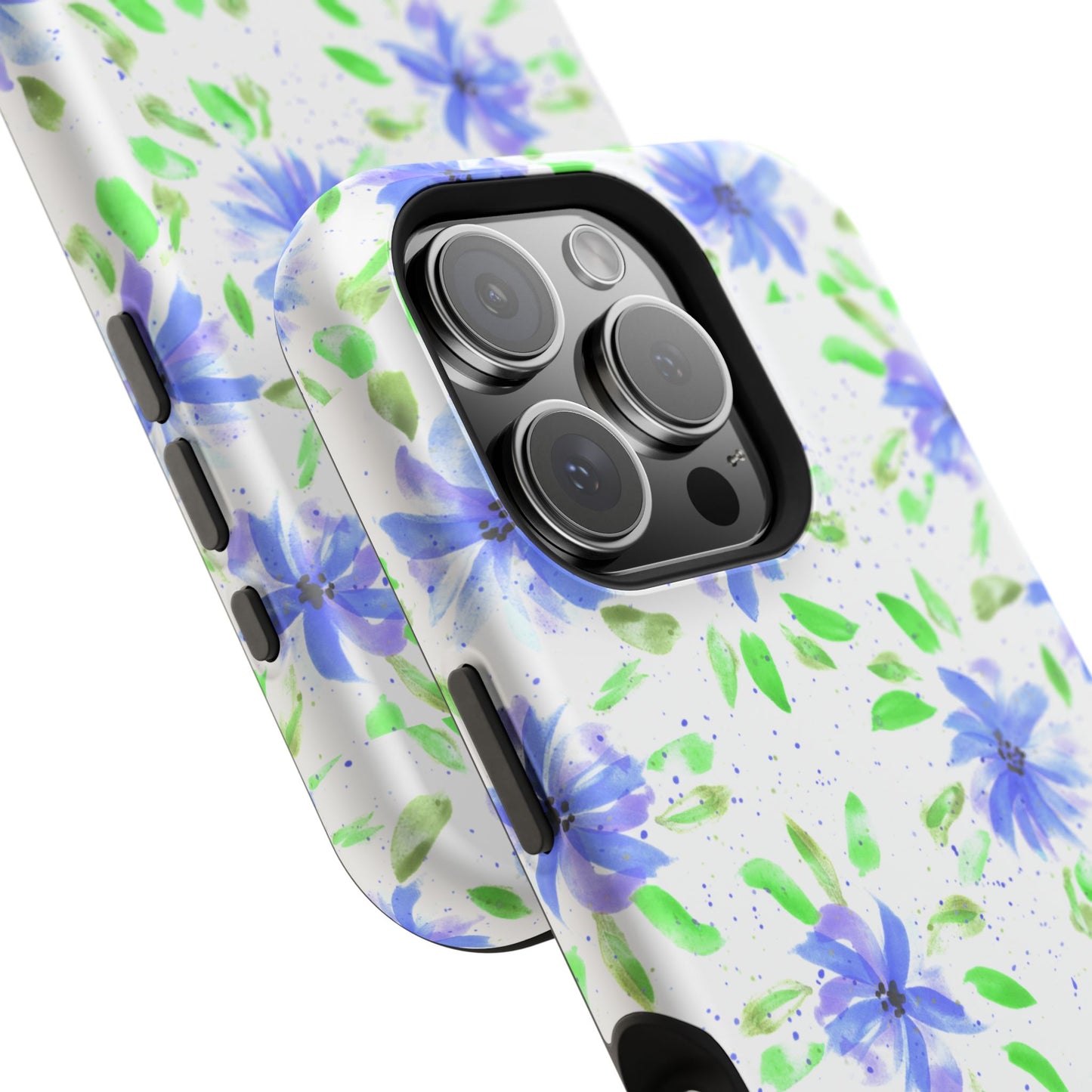 Floral Blue Watercolor Phone Case — Magnetic Impact-Resistant