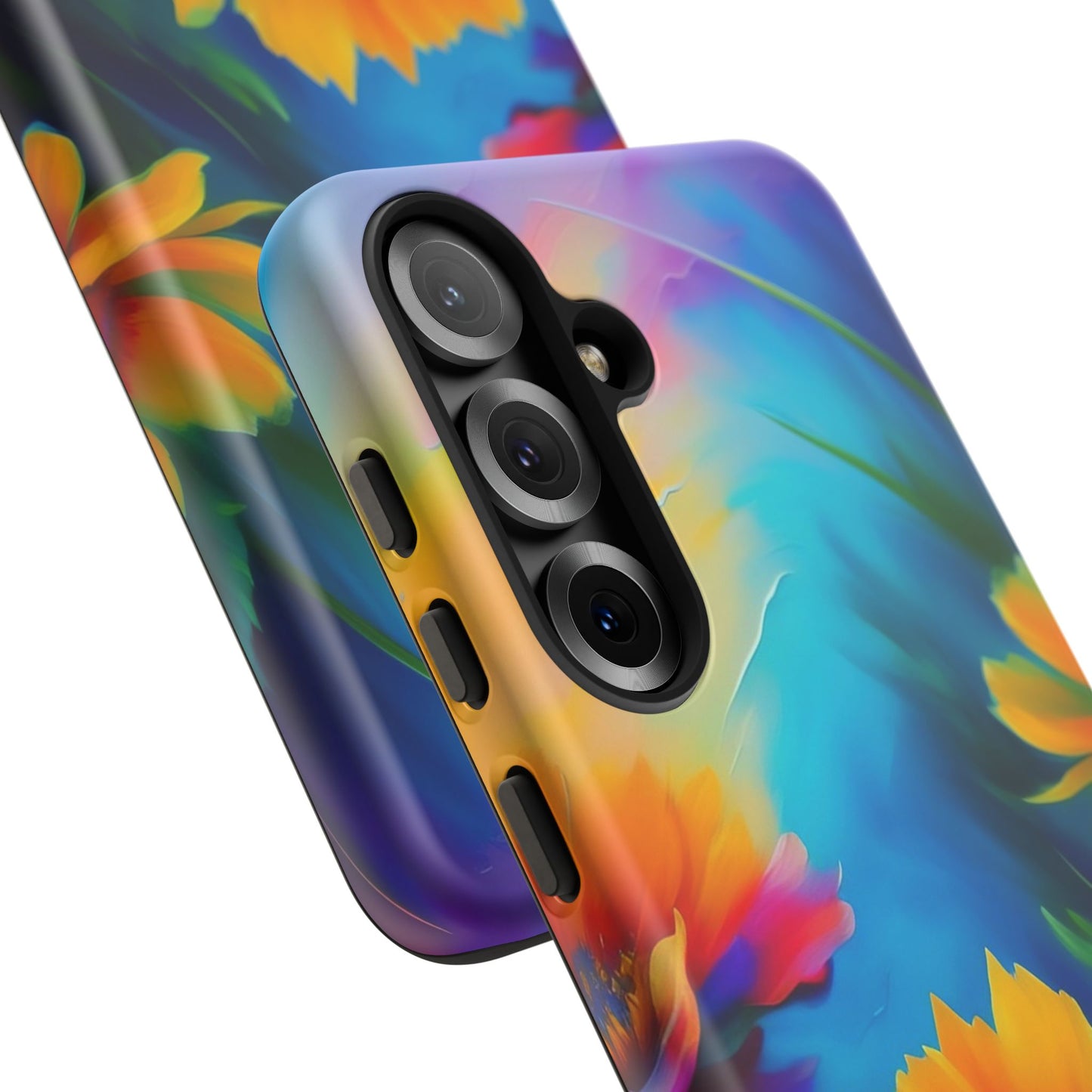 Floral Sunset Tough Phone Case — Vibrant Watercolor Flowers Protective Cover