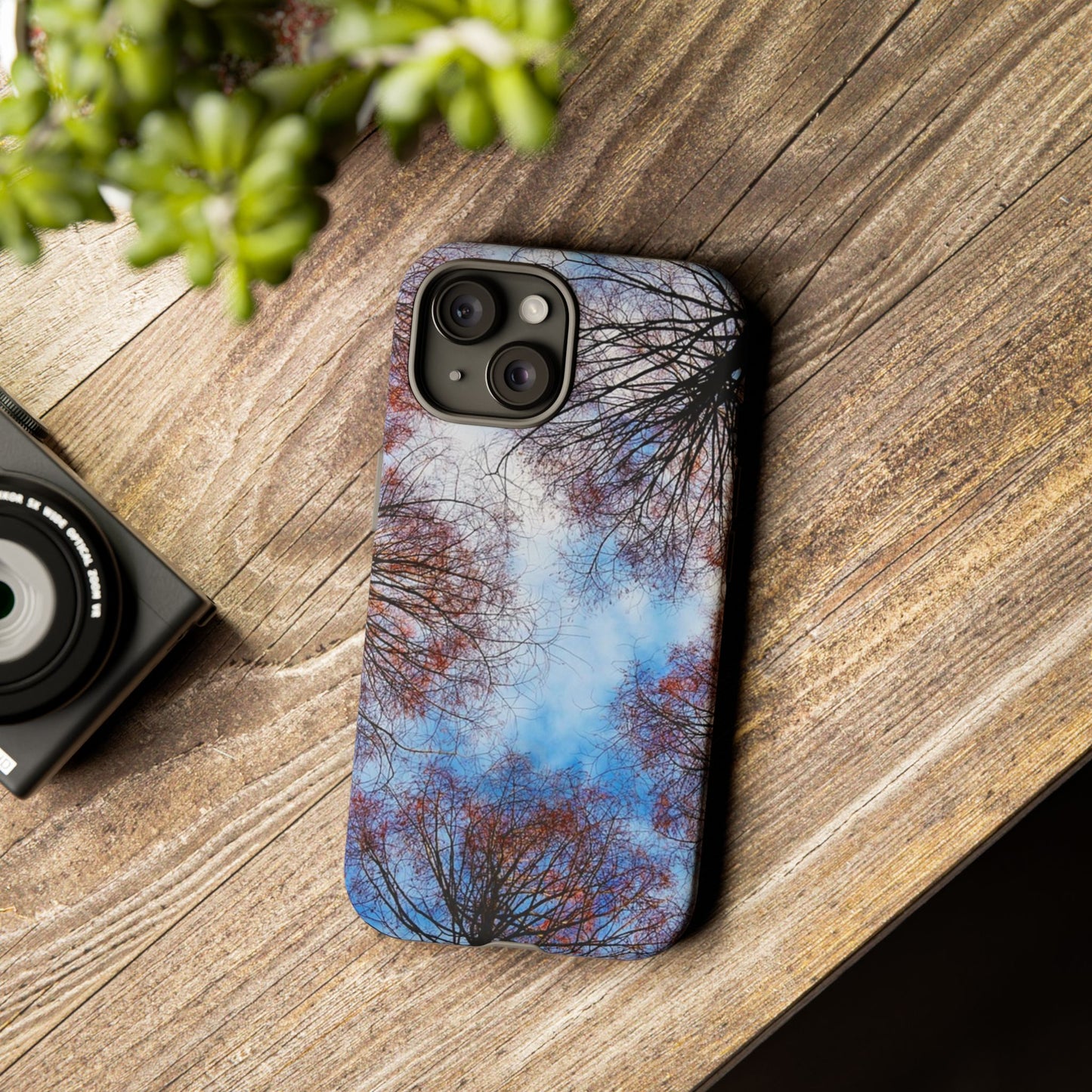 Skyward Trees Phone Case — Nature Forest Canopy Protective Tough Case