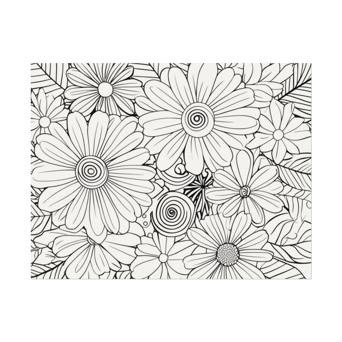 COLOR IT YOURSELF Floral Line Art Poster — Textured Matte Print
