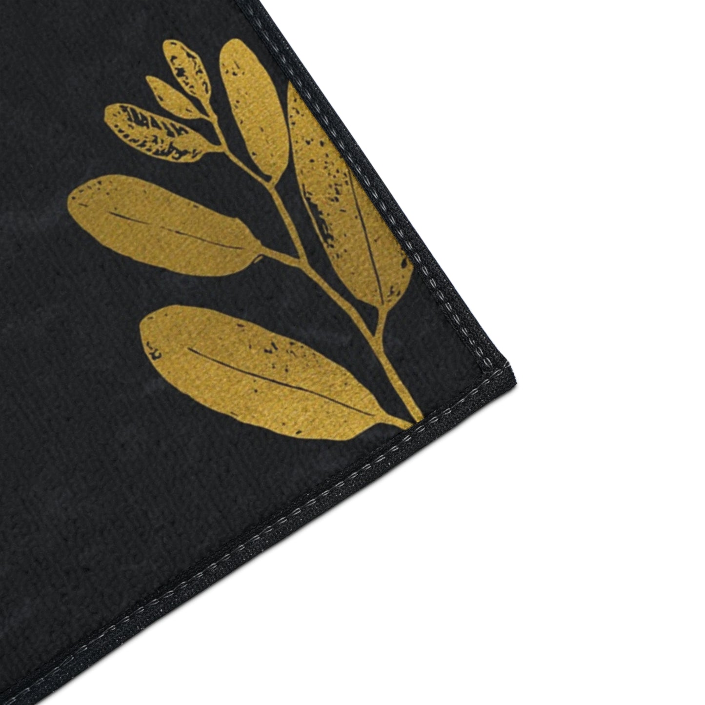 Monogram B Heavy Duty Floor Mat — Black & Gold Botanical Doormat
