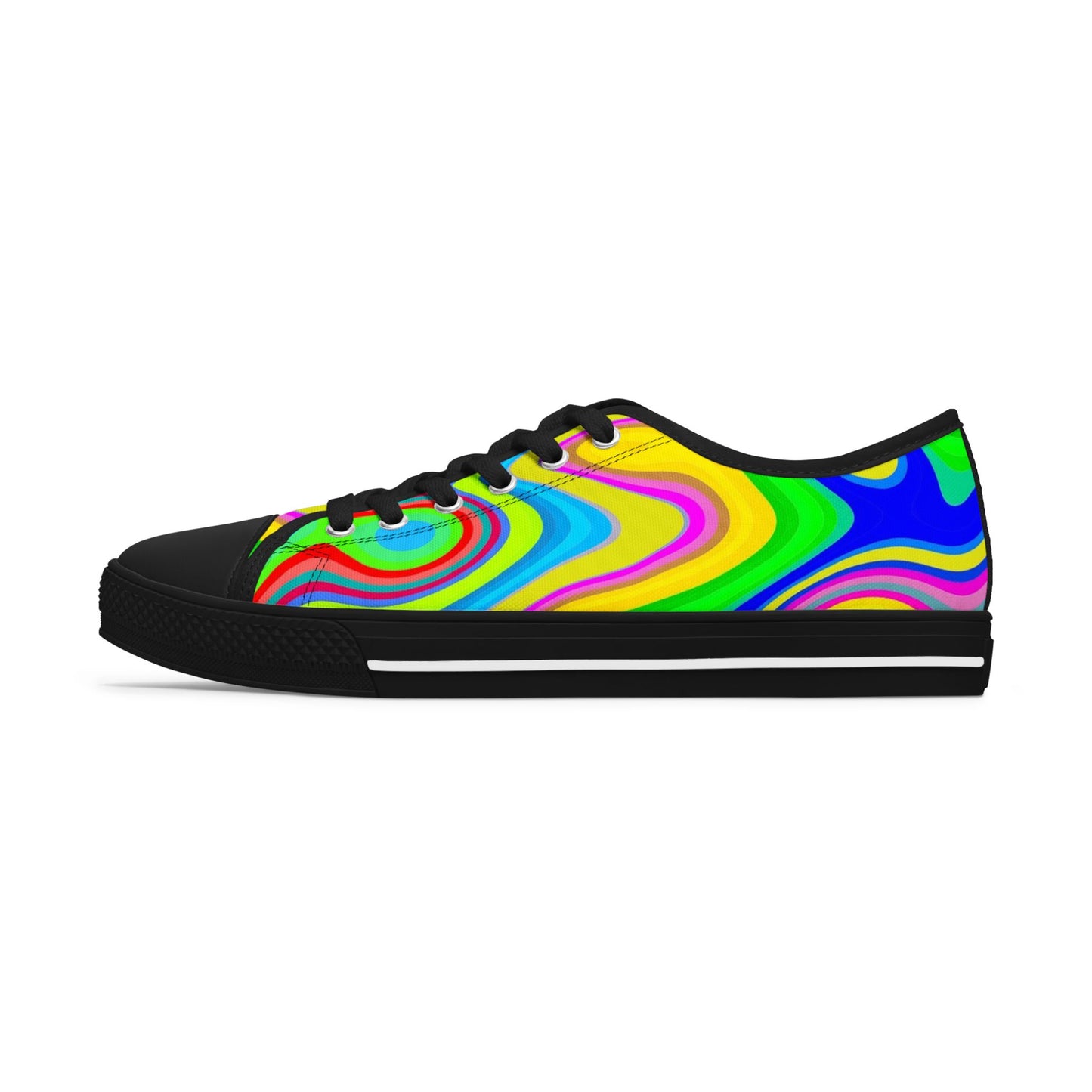 Low Top Sneakers — Vibrant Psychedelic Swirl Women's Canvas Shoes