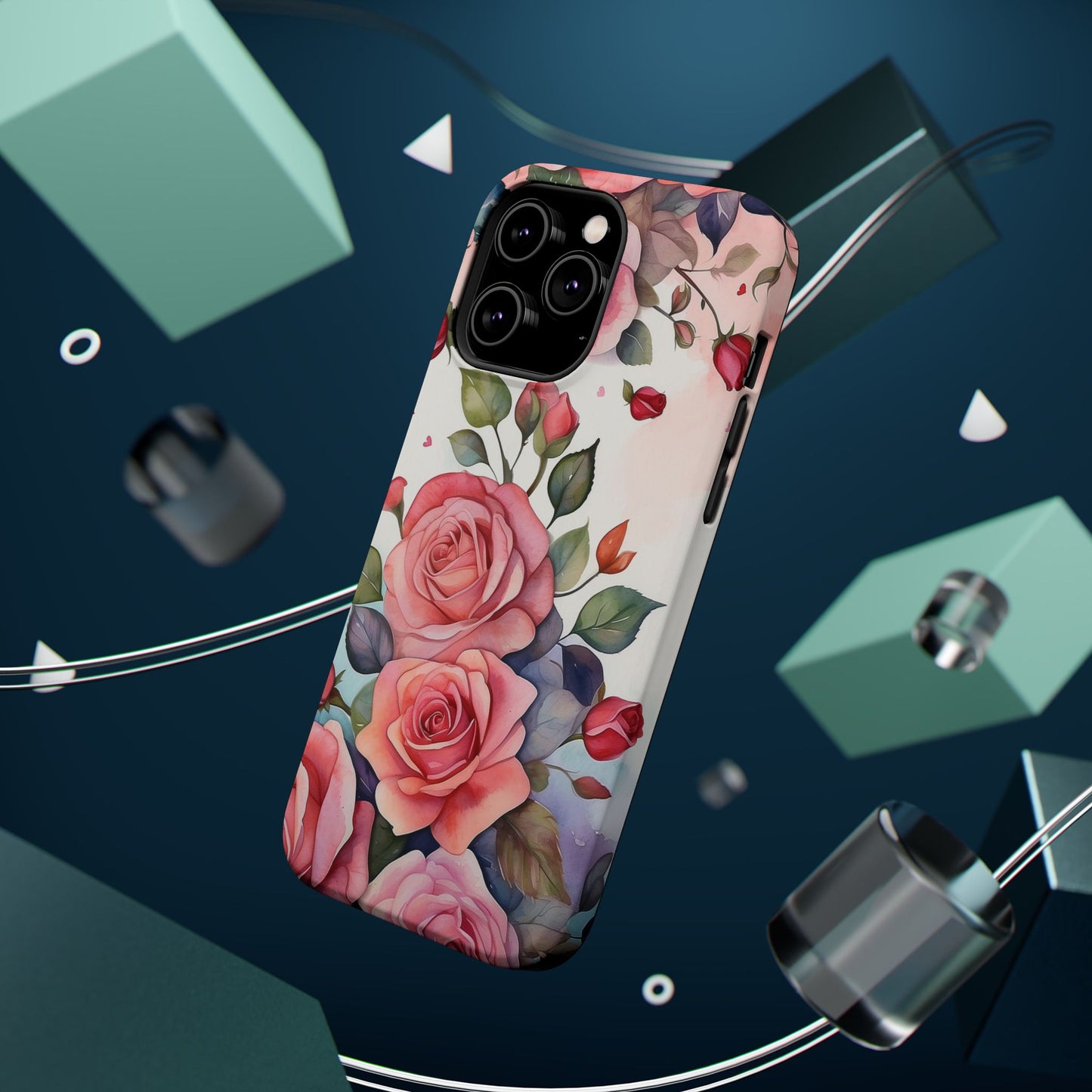 Floral Rose Magnetic Phone Case — Impact-Resistant Protective Cover