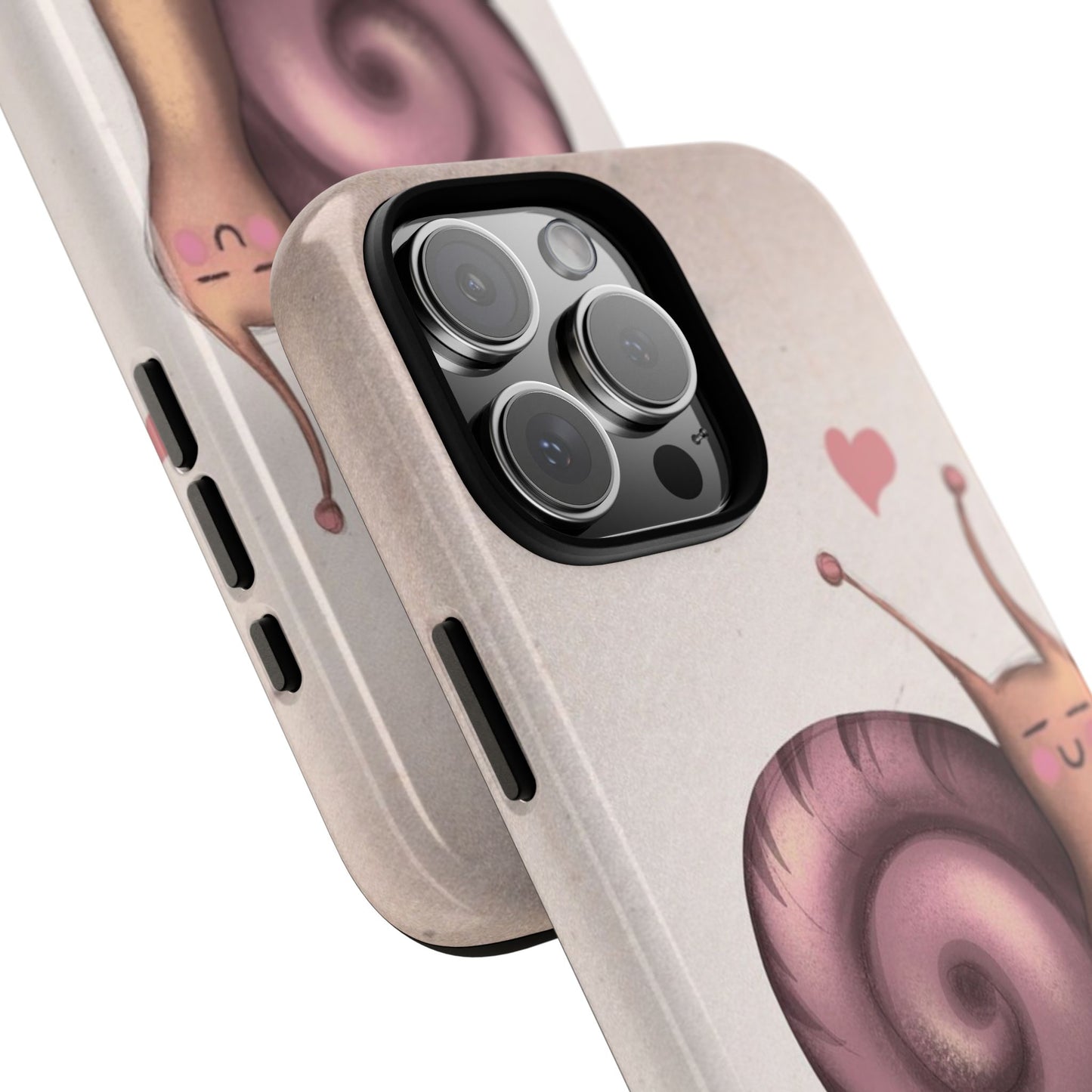 Cute Snail Phone Case — Pink Heart Cartoon Protective iPhone Cover