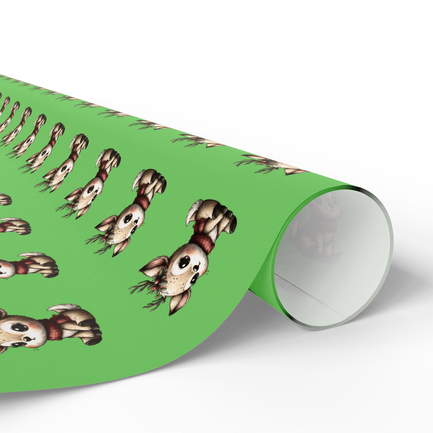 Green Reindeer Pattern Wrapping Paper — Cute Holiday Gift Wrap