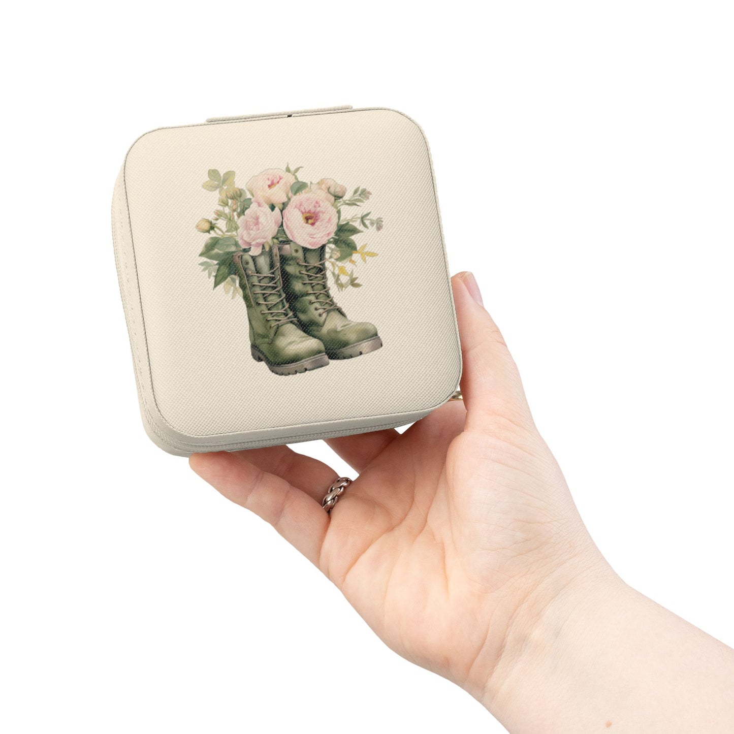 Compact Floral Boots Jewelry Travel Case – Portable Earring & Ring Organizer