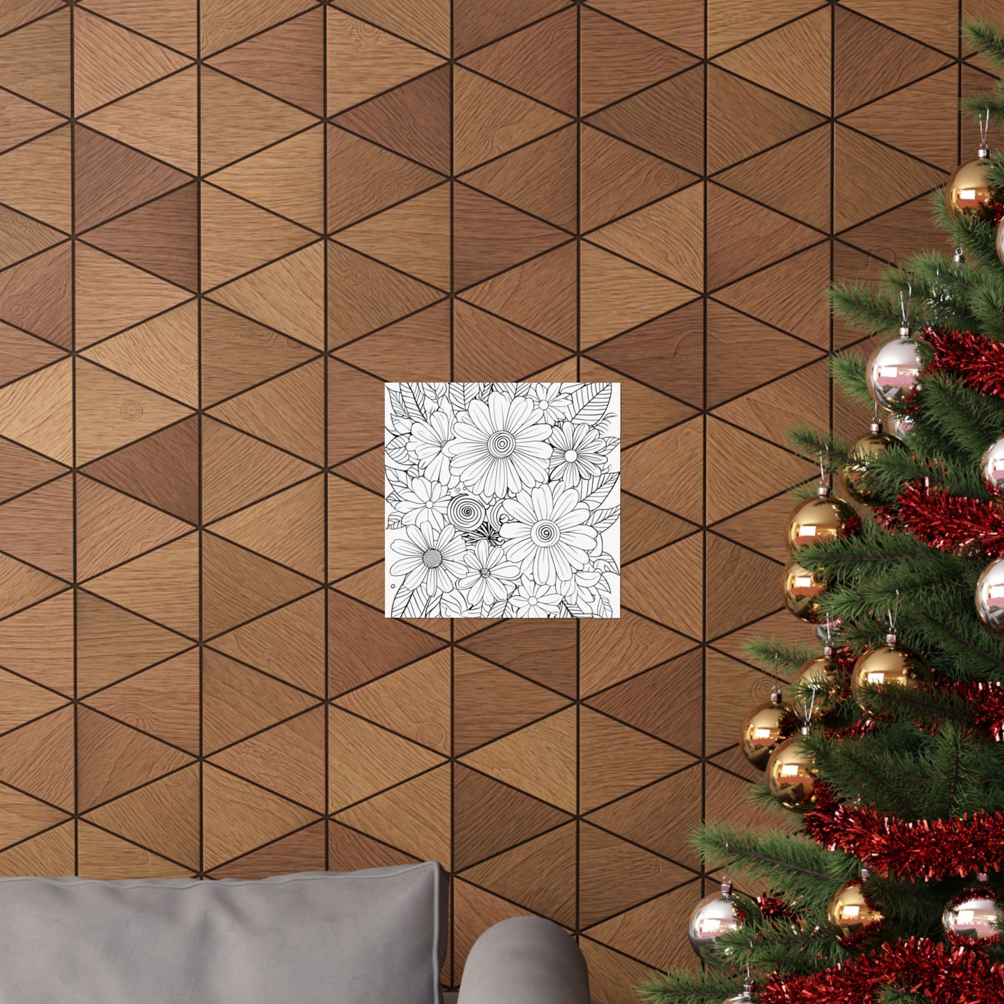 DIY Botanical Doodle Poster — Black & White Floral Coloring Art Print