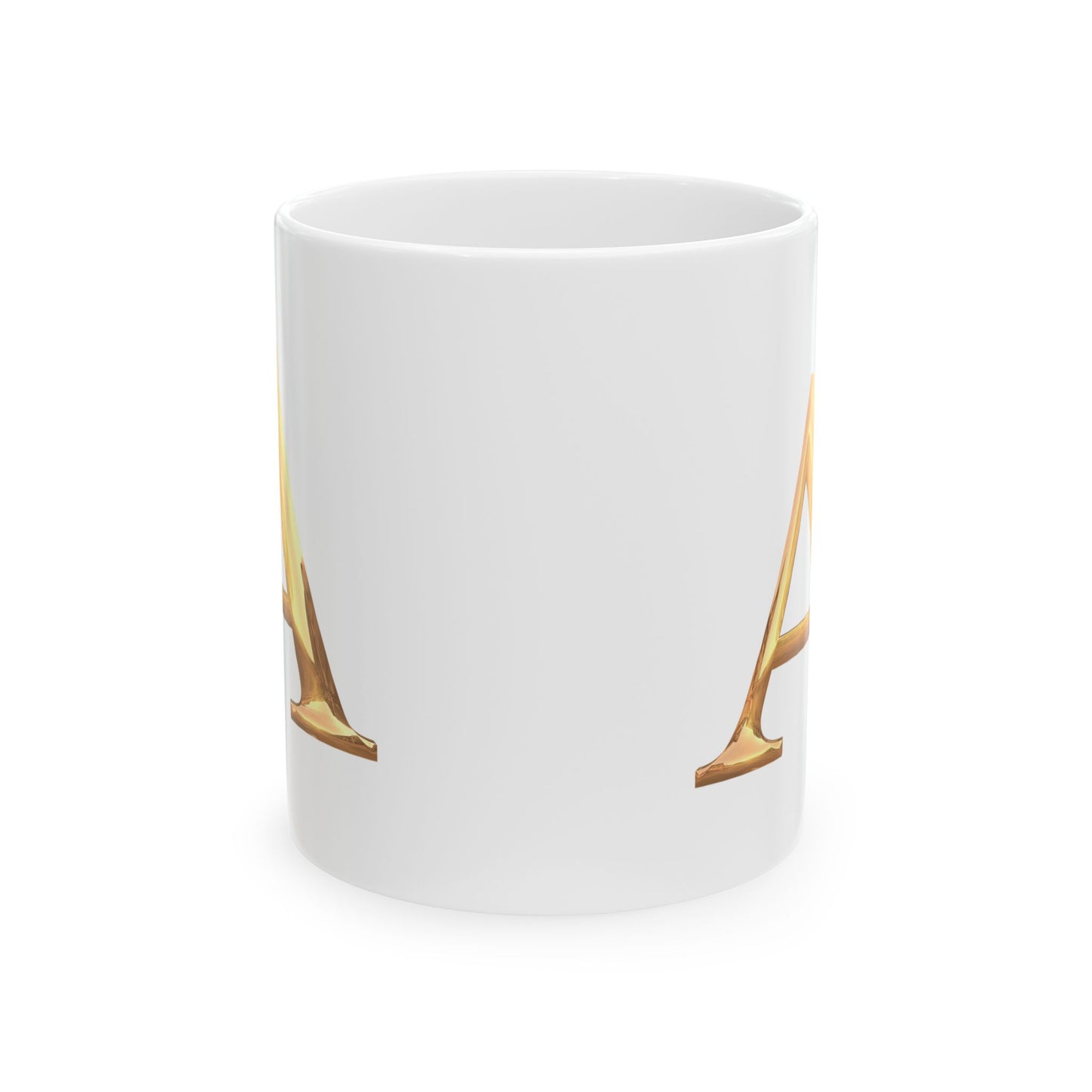 Elegant Golden Letter A Ceramic Mug | Personalized Coffee Cup Letter A