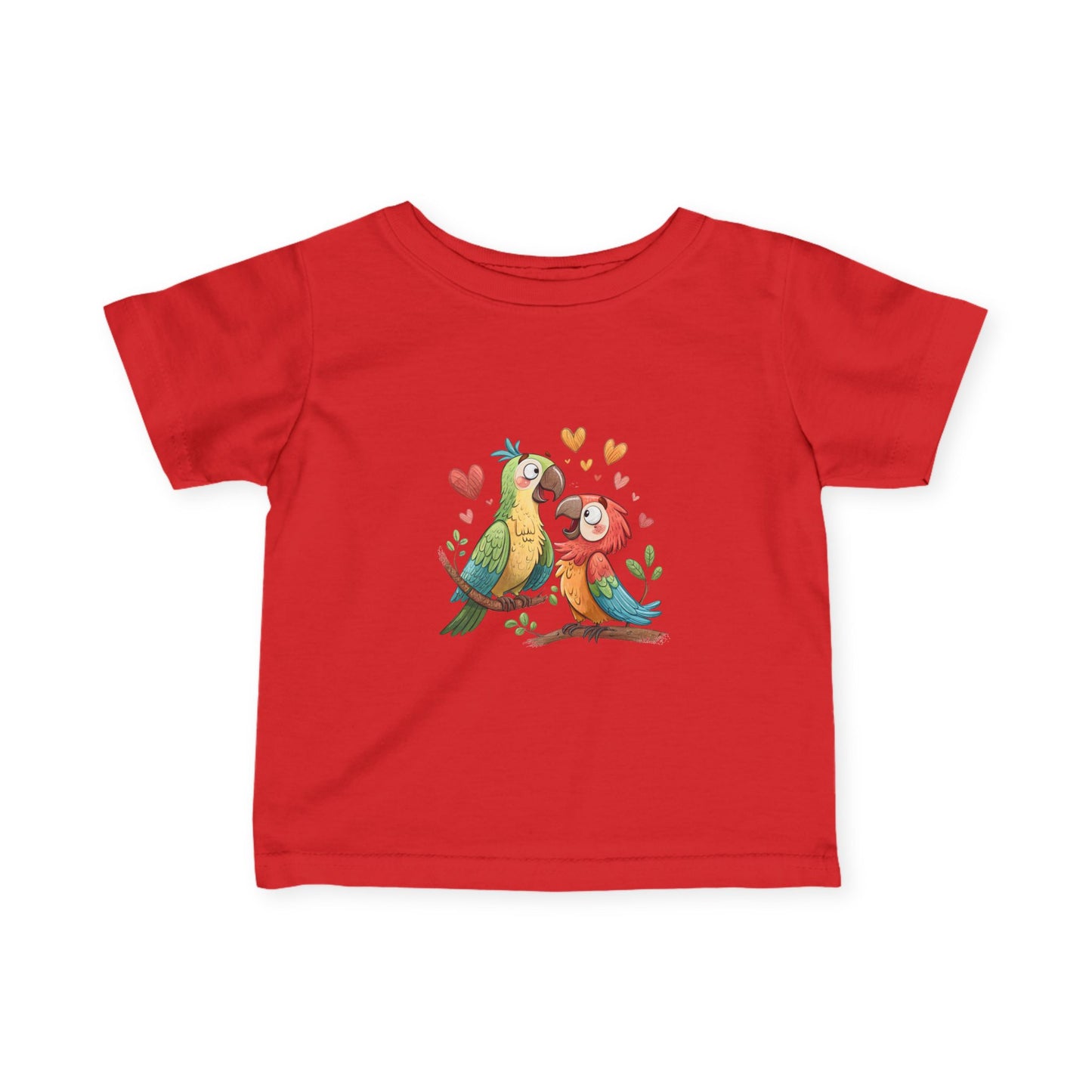 Infant Tee — Cute Pair of Parrots Baby Shirt (Hearts & Love)
