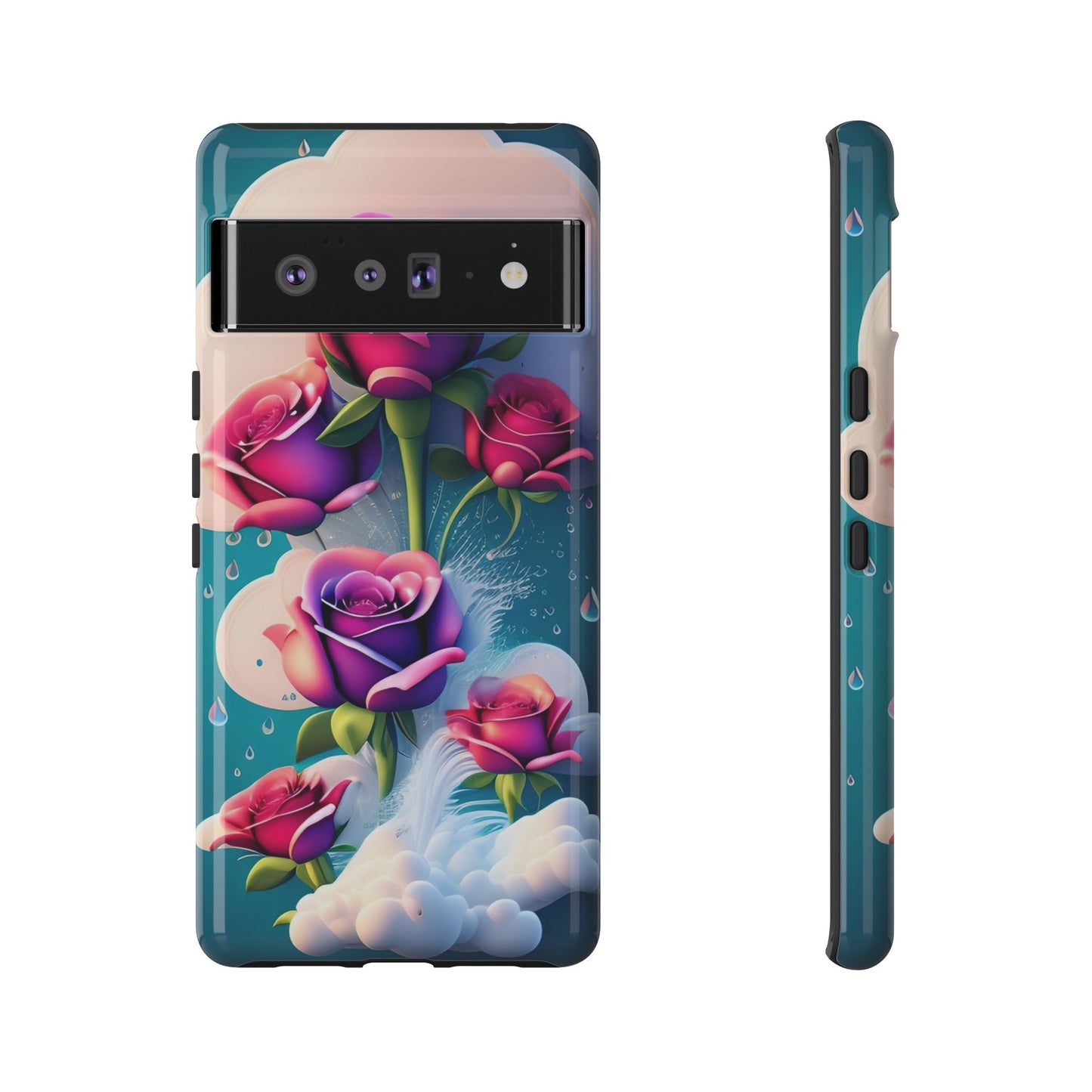 Floral Dream Tough Phone Case — Rose Bouquet Clouds Design