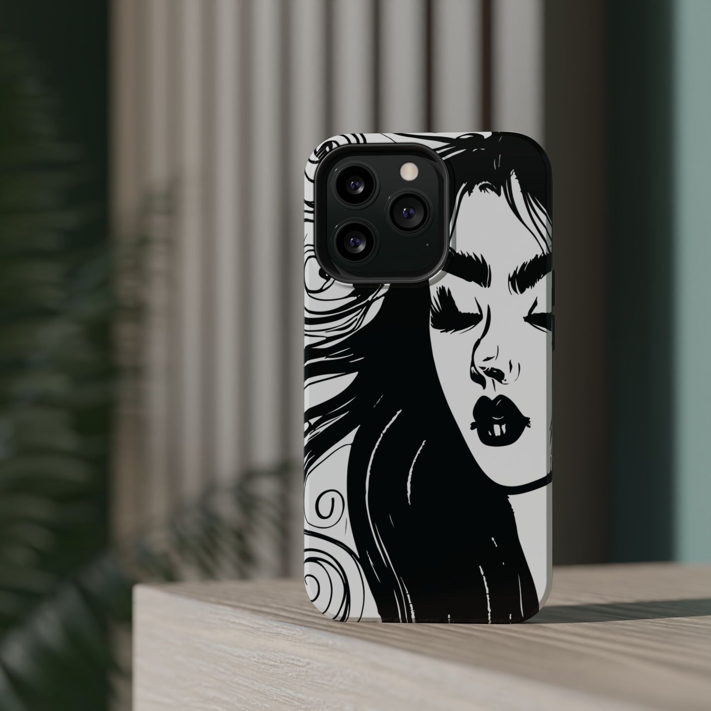 Artistic Black & White Portrait Phone Case — Magnetic Impact-Resistant
