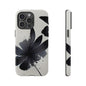 Monochrome Floral Tough Phone Case — Black Ink Flower Protective Cover