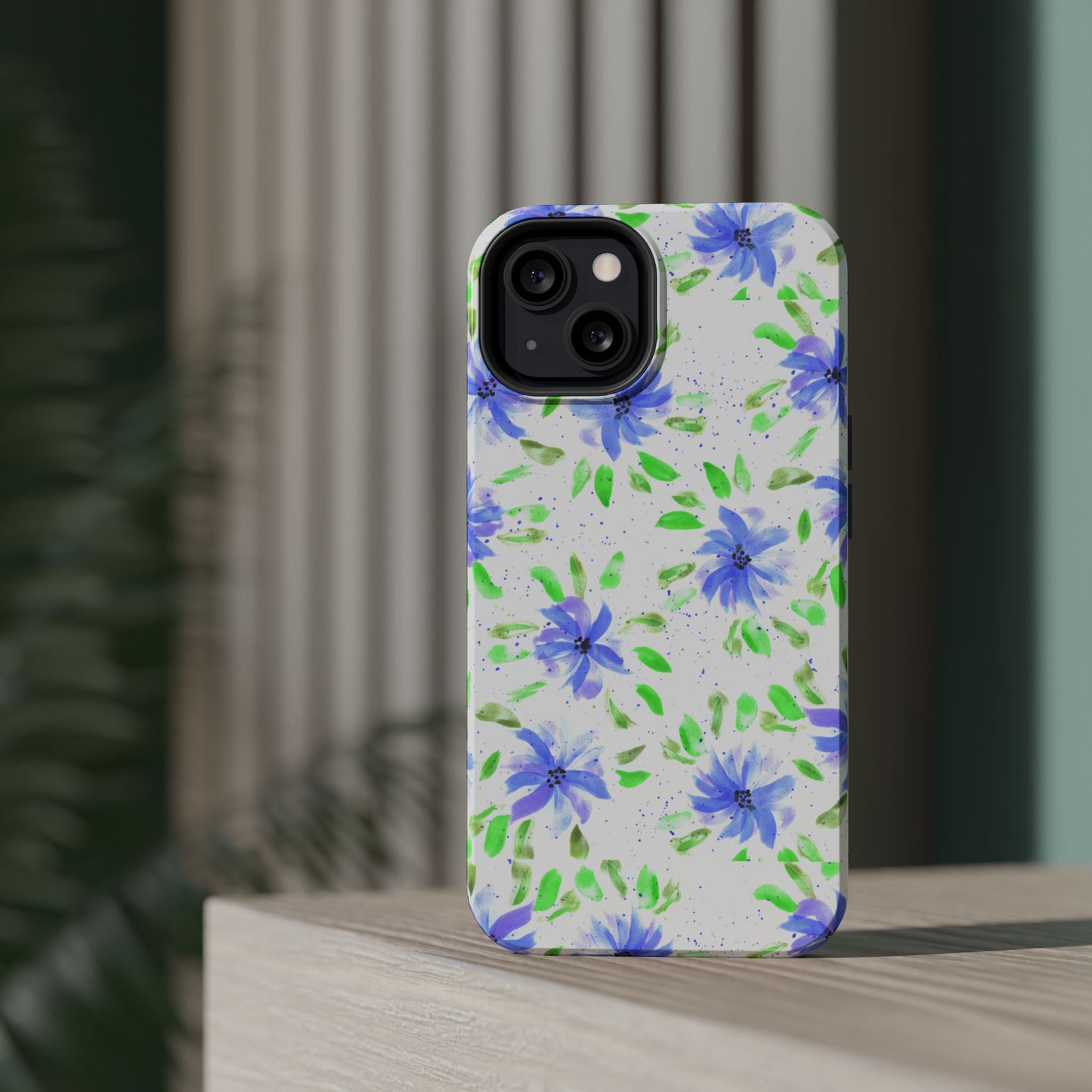 Floral Blue Watercolor Phone Case — Magnetic Impact-Resistant