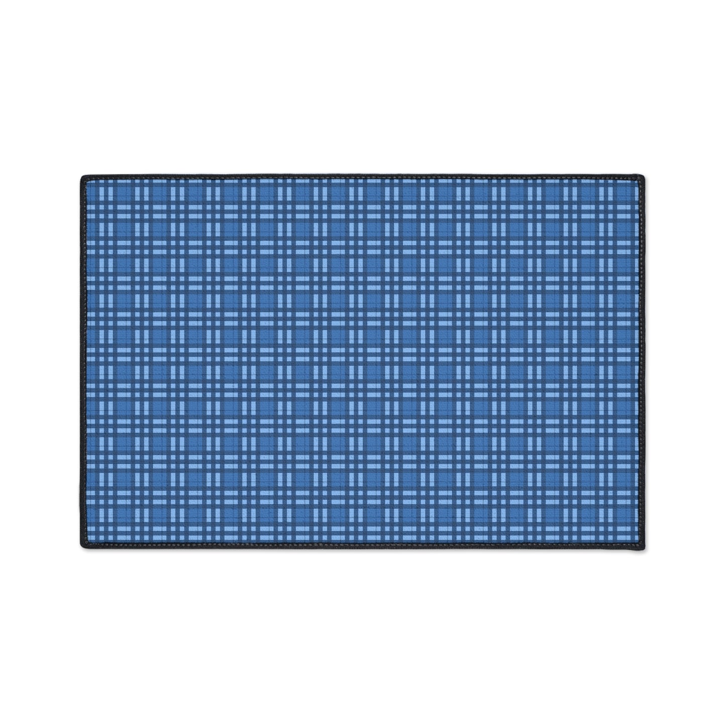 Blue Plaid Heavy-Duty Floor Mat — Durable Non-Slip Entry & Utility Rug