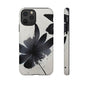 Monochrome Floral Tough Phone Case — Black Ink Flower Protective Cover