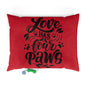 Love Has Four Paws Pet Bed — Red Plush Dog & Cat Cushion