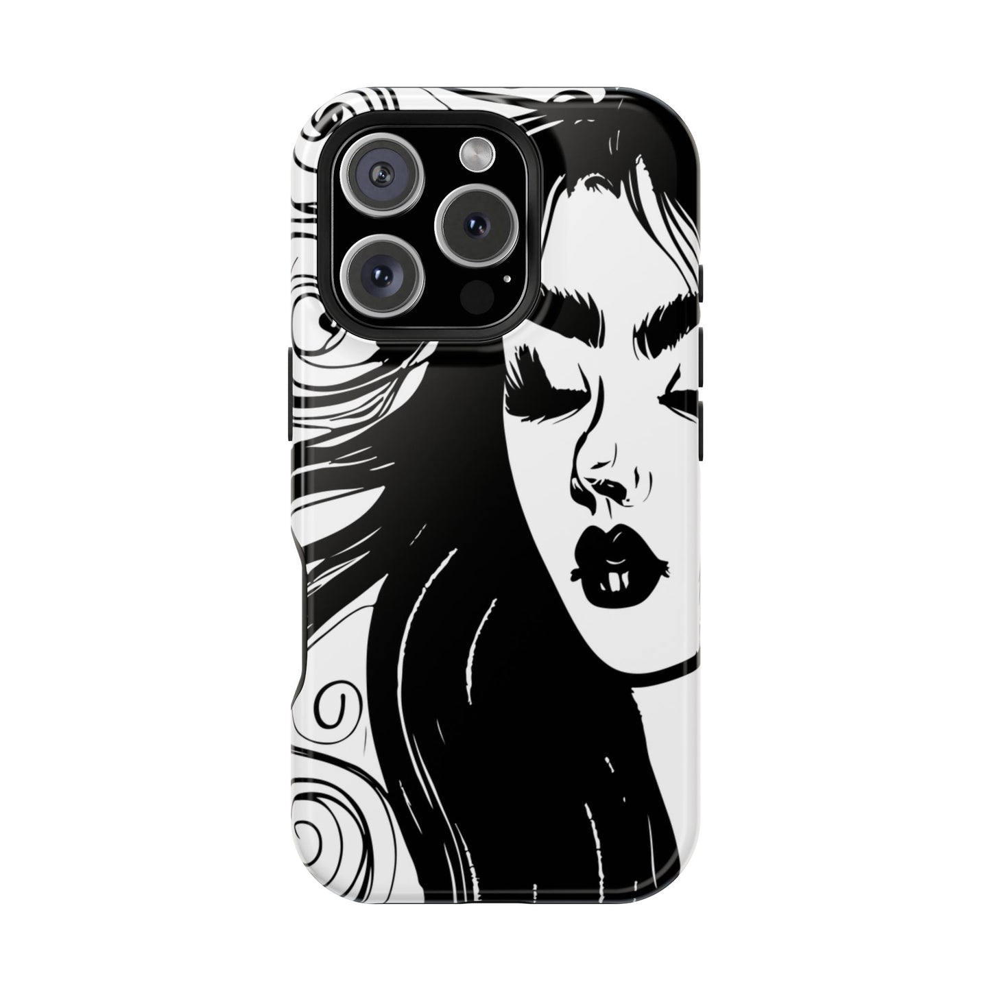Artistic Black & White Portrait Phone Case — Magnetic Impact-Resistant