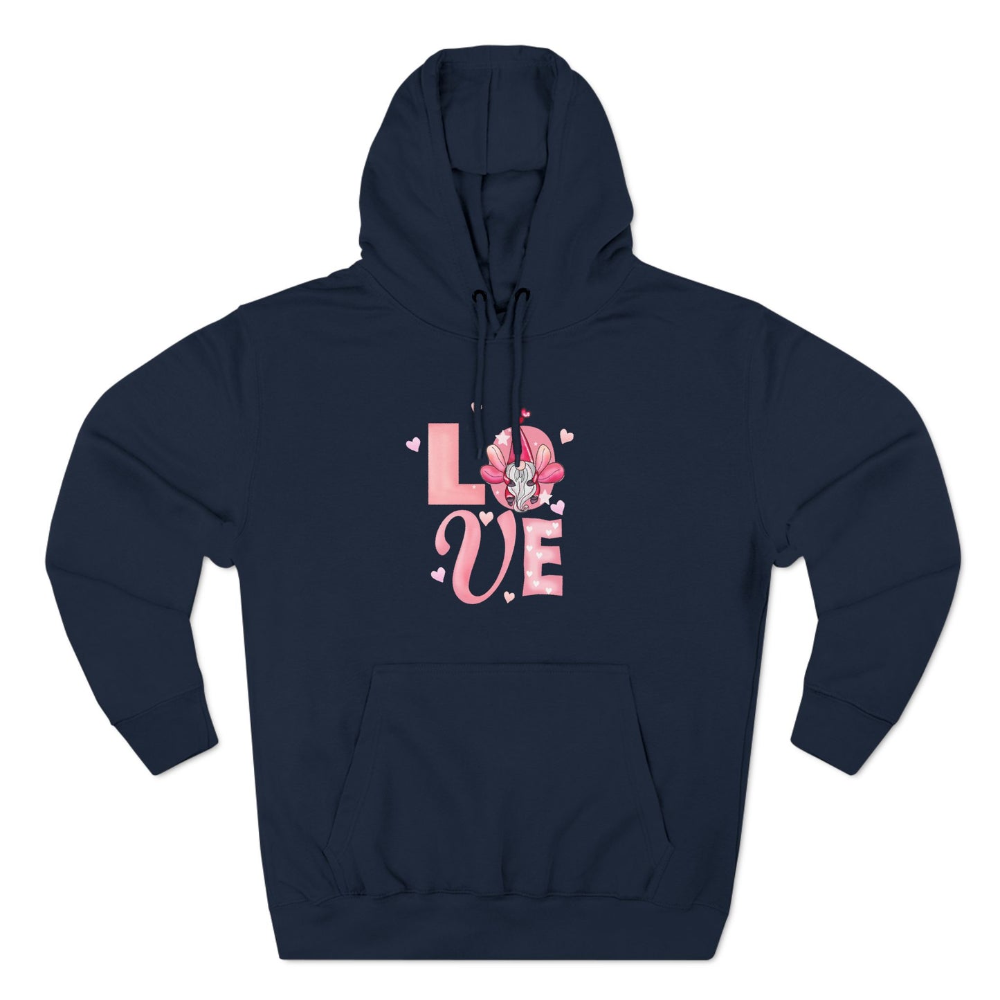 Love Blossom Hoodie — Pink Floral "LOVE" Graphic Fleece Hoodie