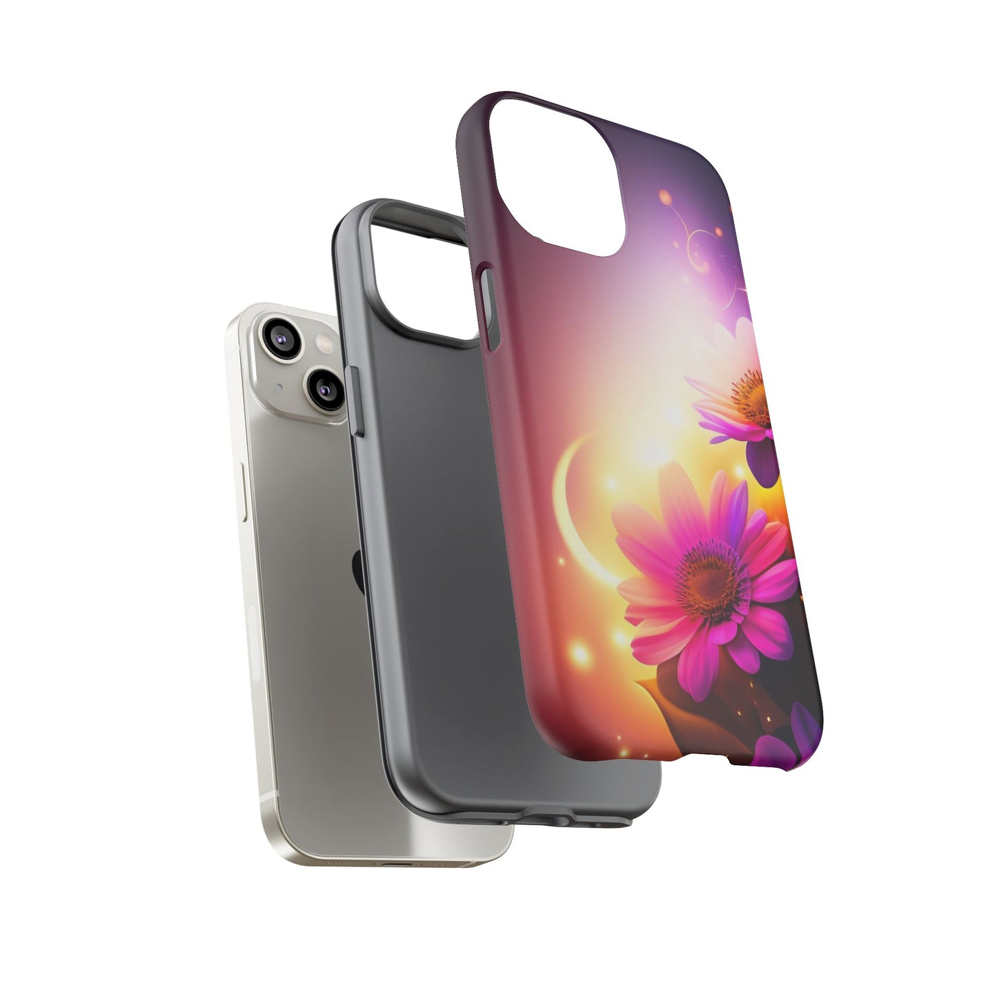Floral Moonlight Phone Case – Purple Daisy Protective Cover