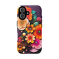 Floral Burst Tough Phone Case — Colorful Retro Flowers Protective Cover