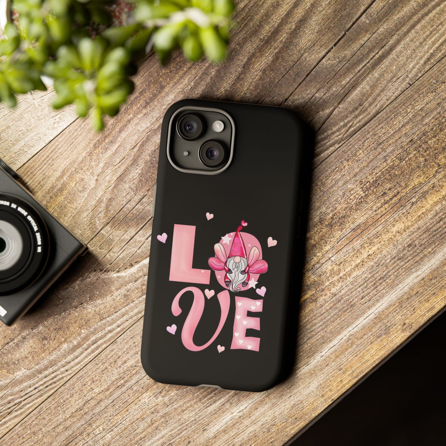 Love Gnome Phone Case — Cute Pink Heart Valentines Protective Case