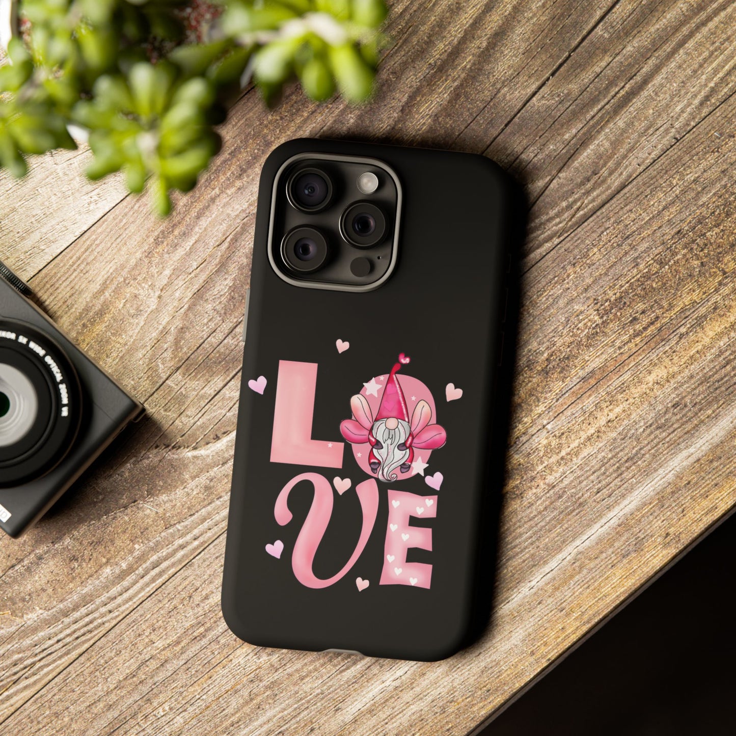 Love Gnome Phone Case — Cute Pink Heart Valentines Protective Case