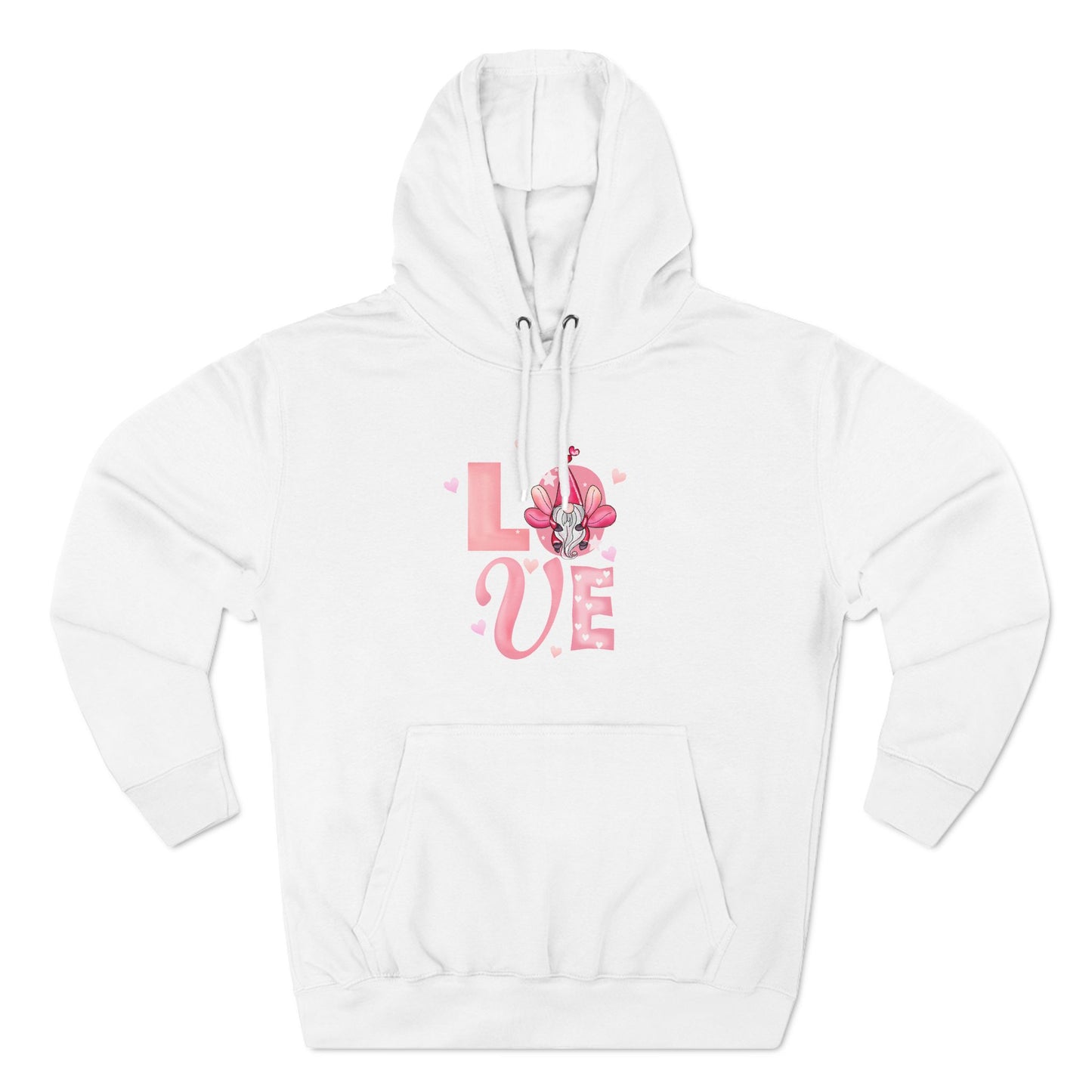 Love Blossom Hoodie — Pink Floral "LOVE" Graphic Fleece Hoodie