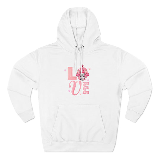 Love Blossom Hoodie — Pink Floral "LOVE" Graphic Fleece Hoodie