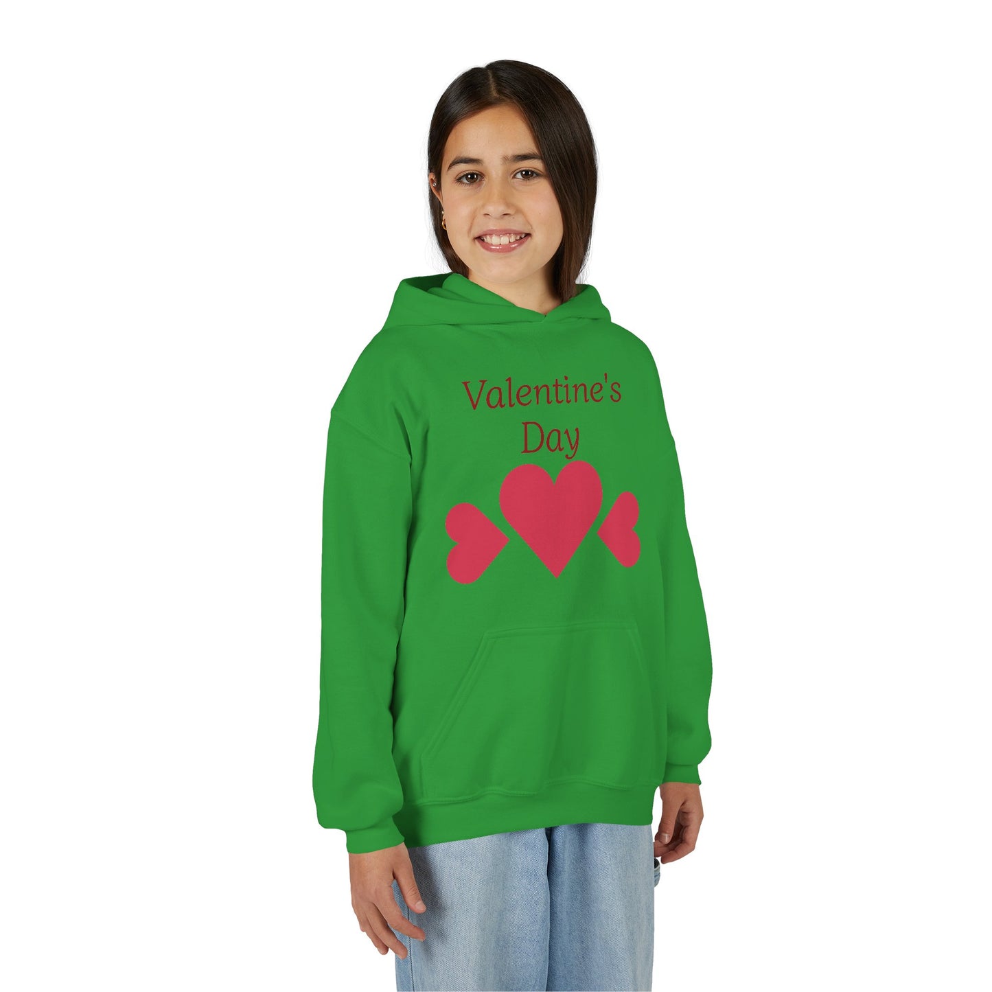 Valentine's Day Kids Hoodie - Pink Heart Trio Youth Sweatshirt