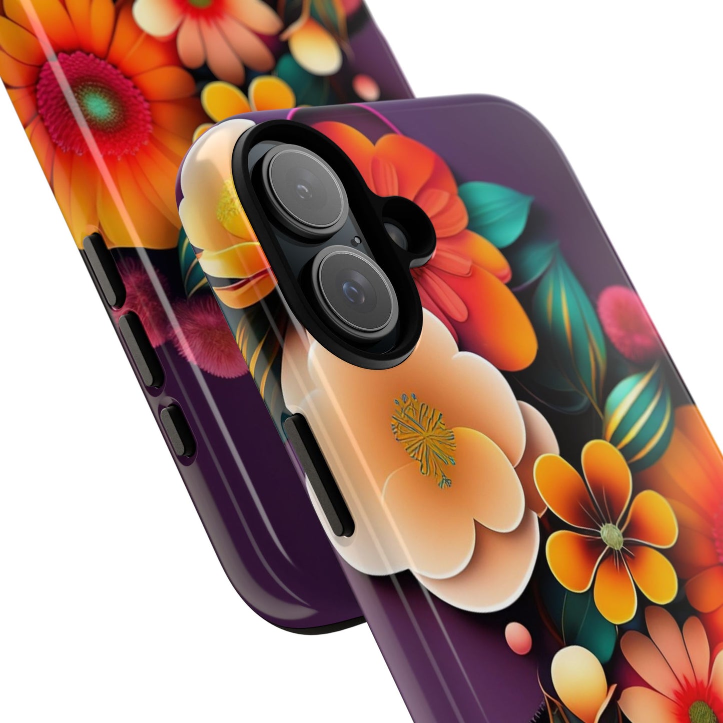 Floral Burst Tough Phone Case — Colorful Retro Flowers Protective Cover