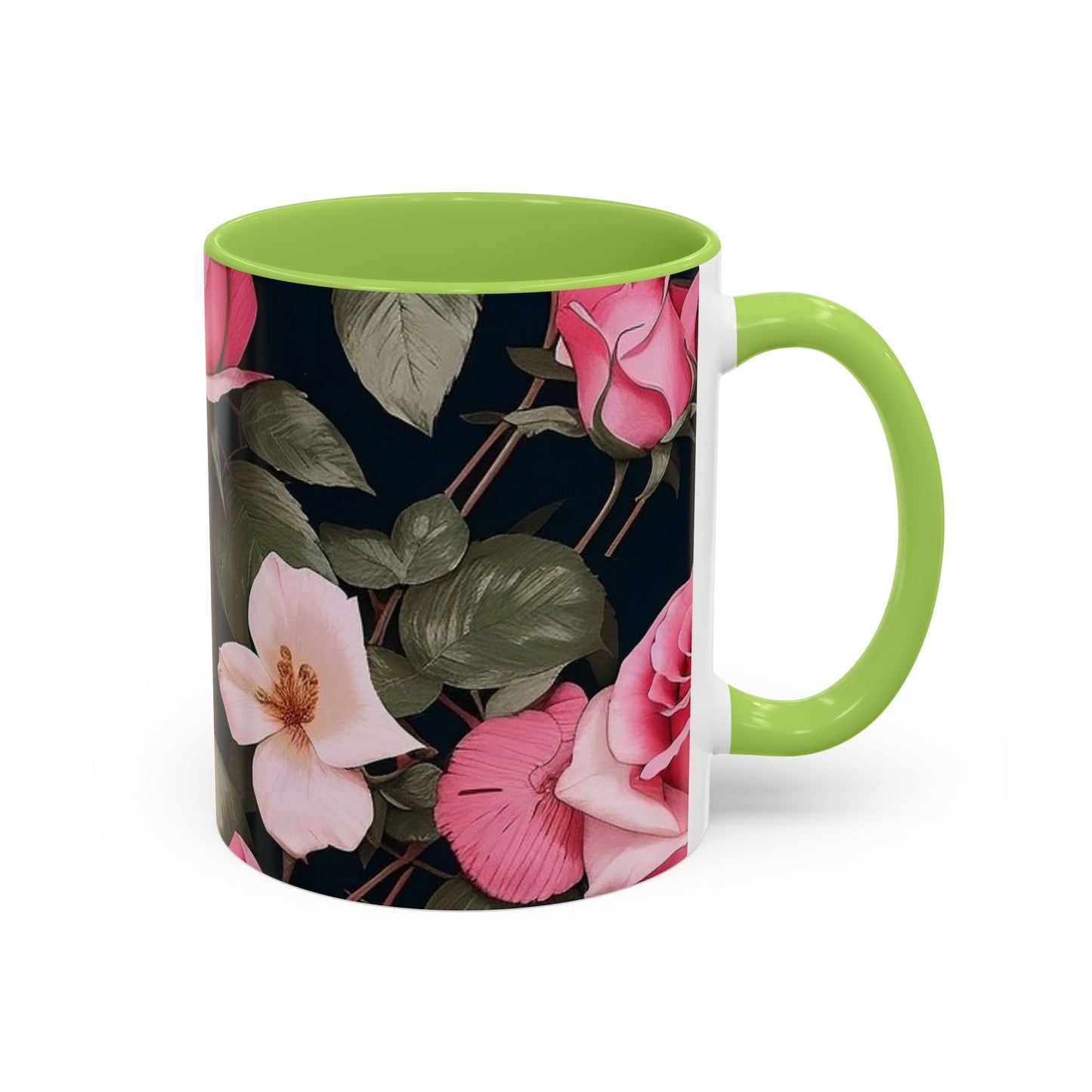 Floral Accent Coffee Mug, Gift for Her, Cute Floral Mug, Spring Decor, Coffee Lover Gift