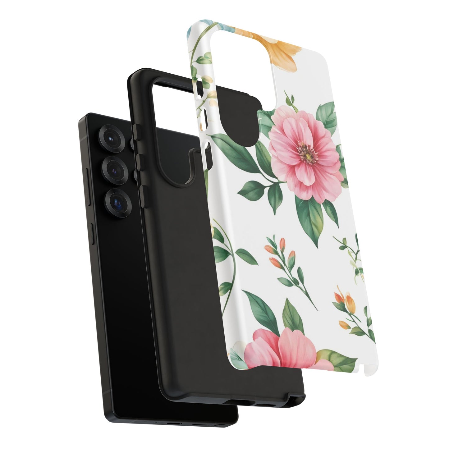Floral Tough Phone Case — Pink Peony Protective Phone Cover