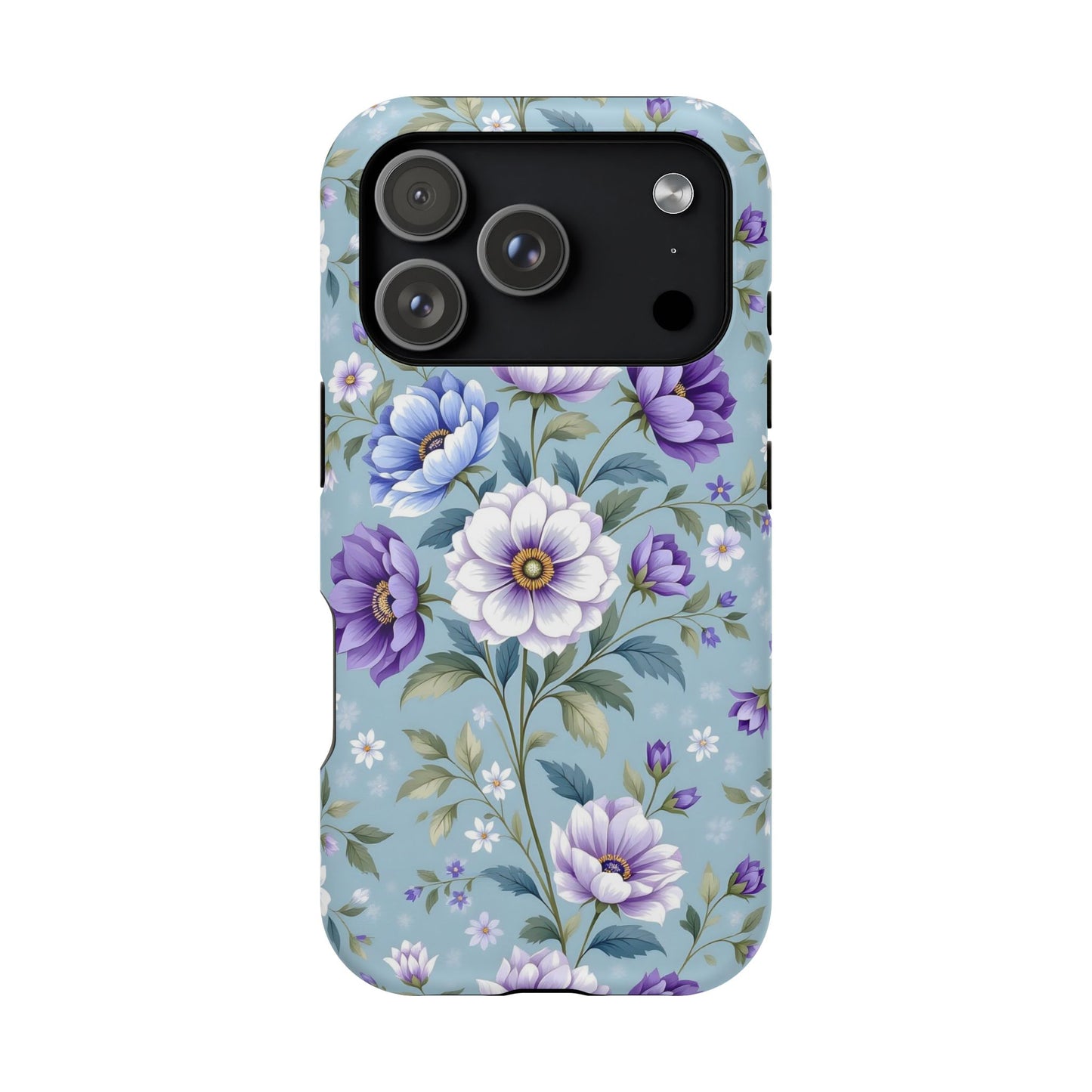 Floral Purple Peony Phone Case — Magnetic Impact‑Resistant Protective Cover