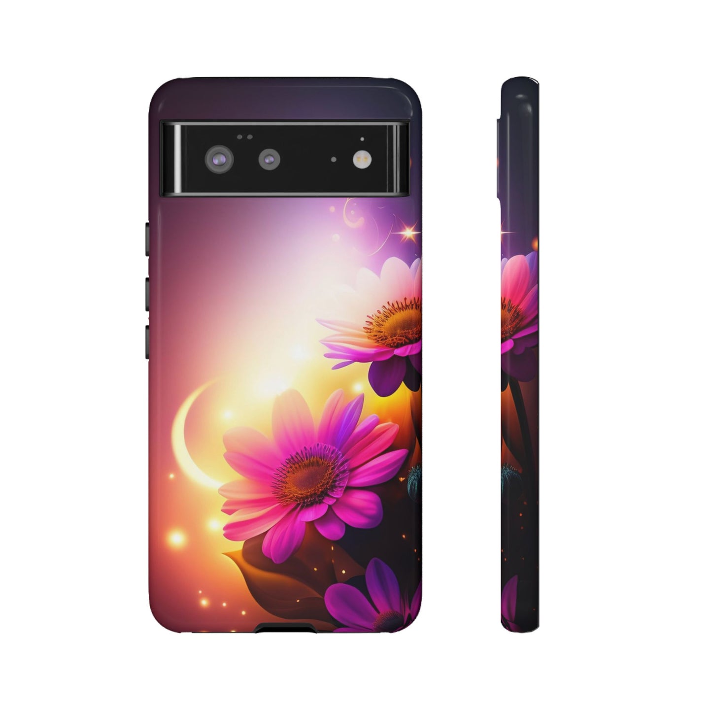 Floral Moonlight Phone Case – Purple Daisy Protective Cover