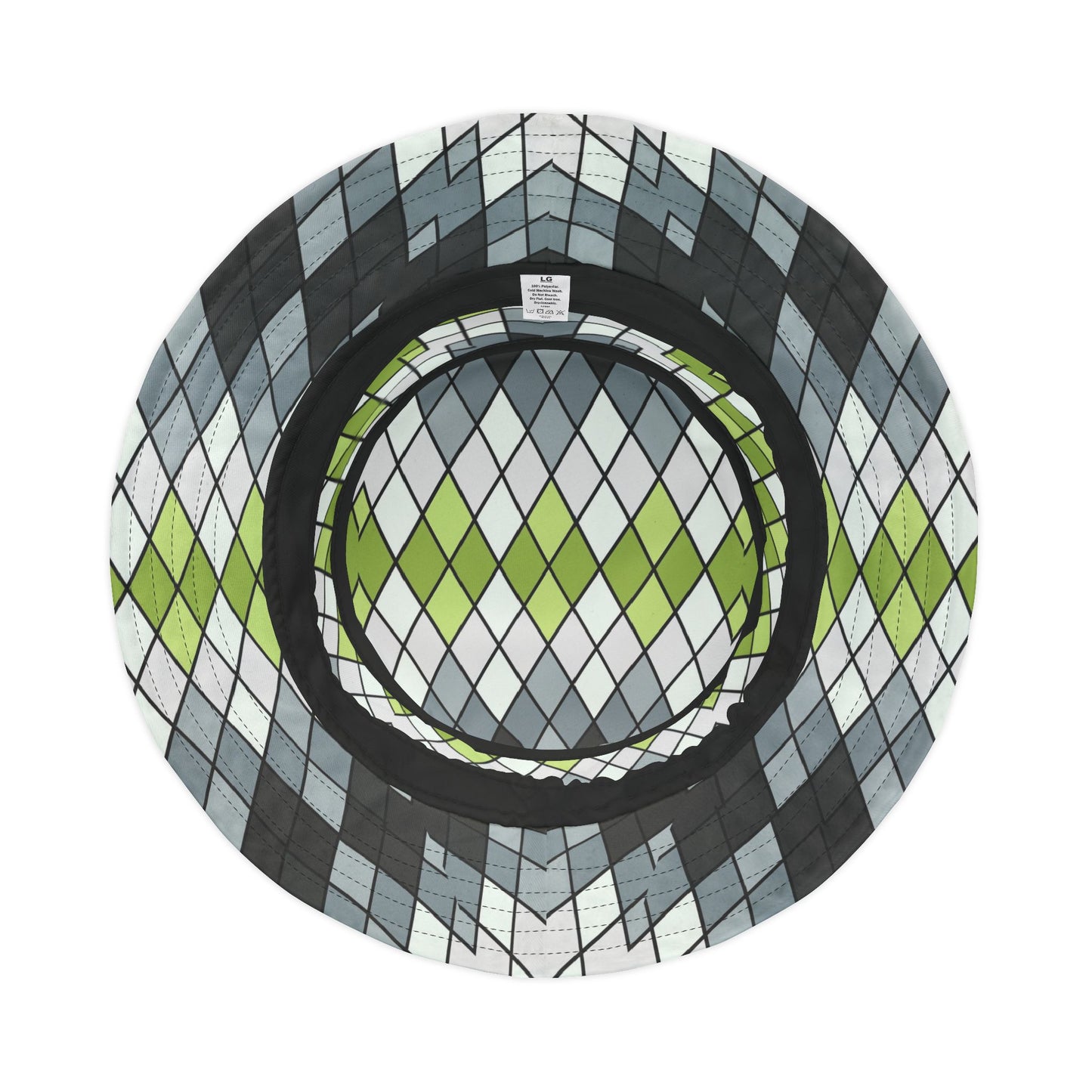 Argyle Geo Bucket Hat — Green & Gray Patterned Summer Sun Hat