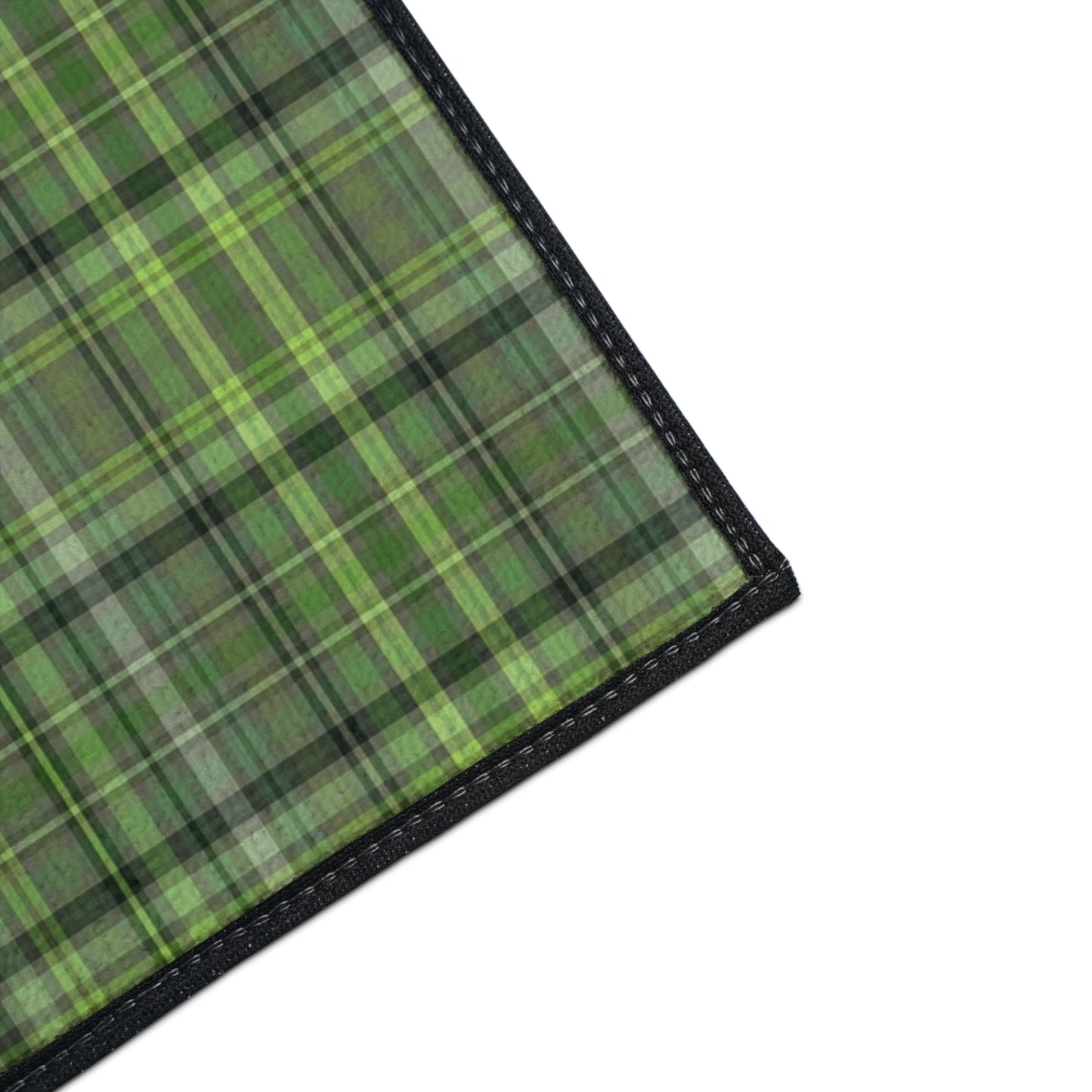 Green Plaid Heavy-Duty Floor Mat — Durable Non-Slip Entry Rug