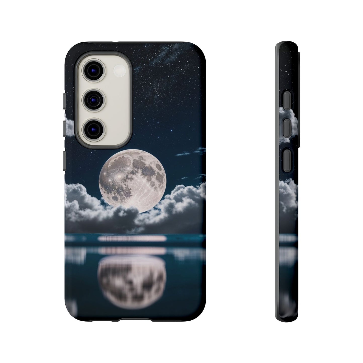 Moonlit Reflection Phone Case — Night Sky Moon & Clouds Tough Case