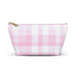 Pink Gingham Accessory Pouch — T‑Bottom Makeup & Toiletry Bag