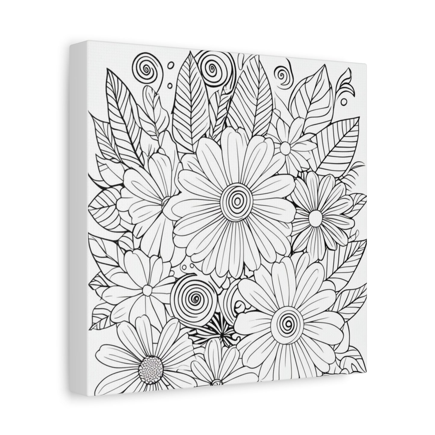 COLOR IT YOURSELF Floral Doodle Canvas Art — Black & White Bouquet Stretched Canvas